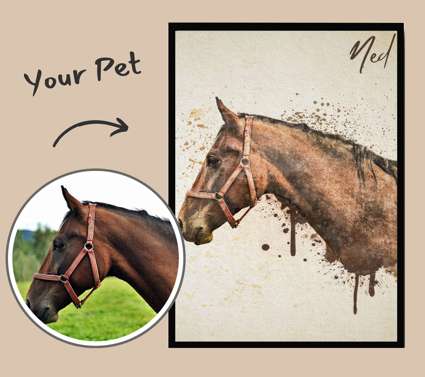 custom horse portrait wall art