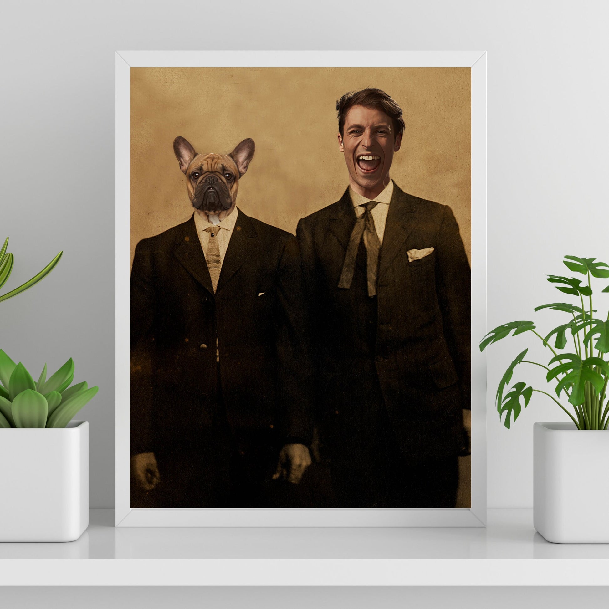 funny pet and owner portrait